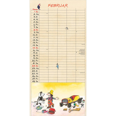 ALPHA EDITION Familienplaner Janosch 2026 160585 1M/1S ML 5 Spalten 22x45cm