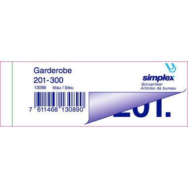 SIMPLEX Garderobenblock 201-300 13089 blau 100 Blatt
