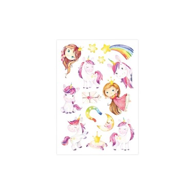 Set di tatuaggi Papierdrachen Unicorno, Sirena, Principessa