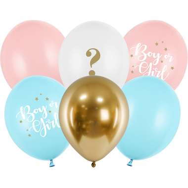 PARTYDECO Ballons 30cm SB14P3080006 Boy or Girl 6 pièces