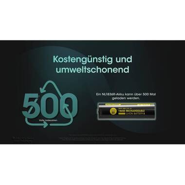 Nitecore Batterie NL1836R Li-Ion Typ 18650 avec USB-C 3600 mAh, 1 Pièce/s