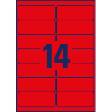 AVERY ZWECKFORM Etiketten 99,1x38,1mm L7263R-25 rot 350 Stück