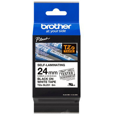 PTOUCH Ruban auto laminant noir/blanc TZE-SL251 PT-D800W/D900W 24mm