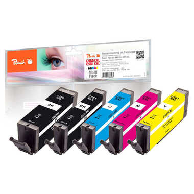 Peach Multipack, XXL compatible avec Canon PGI-580XXL, CLI-581XXL