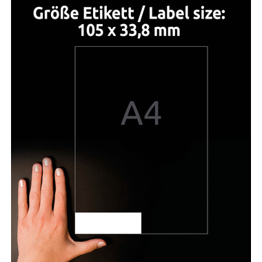 AVERY ZWECKFORM Etiketten 105×33,8mm 3665 weiss 1600 Stk./100 Blatt