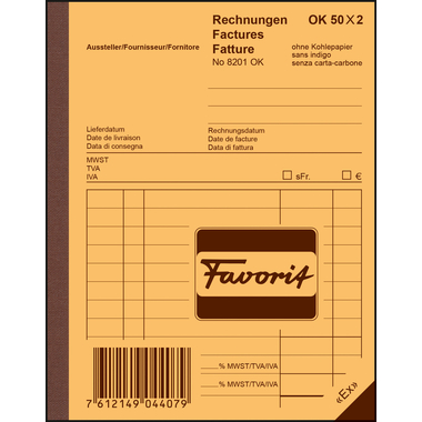 FAVORIT Fatture D A6 8201 OK blu/bianco 50x2 fogli