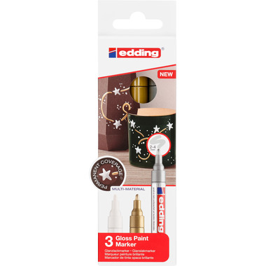 EDDING Paintmarker 750 2-4mm 750-E3-met gold/silver/white 3 pezzi