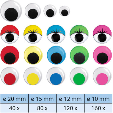 URSUS Wackelaugen Stapelbox 8640099 assortiert 400 Stück