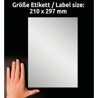 AVERY ZWECKFORM Typenschild-Labels 210x297mm L6013-20 silber,Laser 20 St./20 Blatt