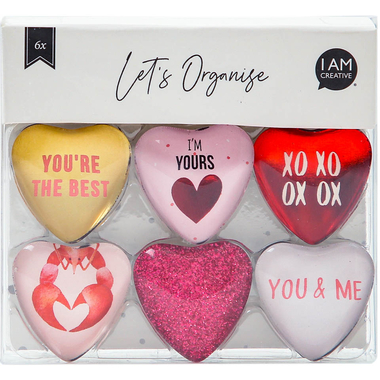 I AM CREATIVE Calamita Cuore Let`s Organize 4035.5 Vetro, 0.9x3.3x3.2cm 6 pezzi