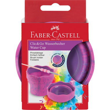 FABER-CASTELL Wasserbecher Clic&Go 181527 pink, für Pinsel