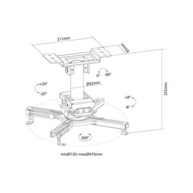 Supporto da soffitto NEOMOUNTS CL25-530BL1 Nero
