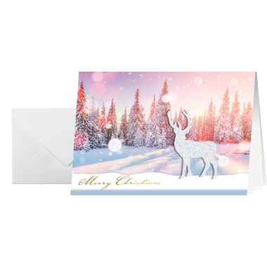 SIGEL Weihnachts-Karte/Couvert A6/A5 DS066 250 +100g,Snow Deer 10+10 Stk.