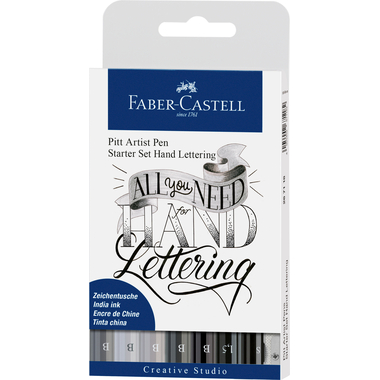 FABER-CASTELL Pitt Art Pen Handlettering 267118 nero 8 pezzi