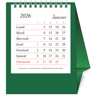 NOVOS Calendario Pro Bristol F. 2026 508080 1M/1P verde scuro FR 11.5x14cm