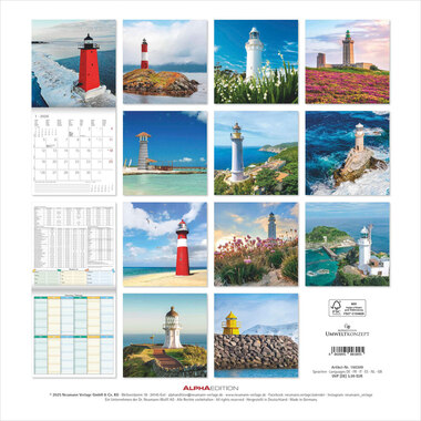 ALPHA EDITION Calendrier 2026 160309 Phares ML 30x30cm