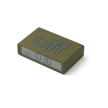 Lexon Digital Alarm Clock Flip Classic Khaki