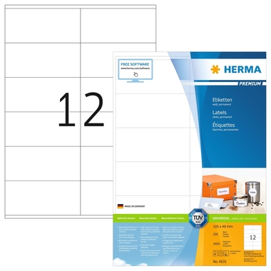 HERMA Etiketten Premium 105×48mm 4635 weiss 2400 Stück