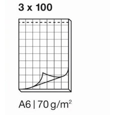 ELCO Bloc-notes quadrillé 4mm A6 74432.17 blanc, 70gm2 3x100 flls.