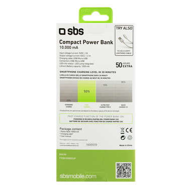 Power bank con ricarica rapida e 10000 mAh