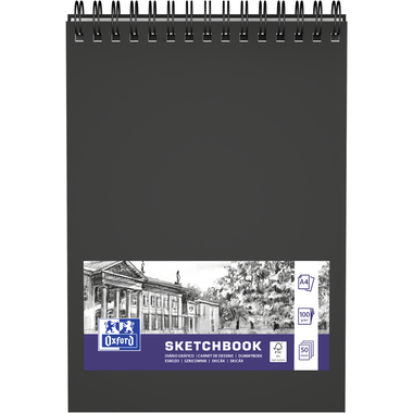 OXFORD Livre d'ésquisse A4 400152648 noir, blanco, 100g 50 feuilles