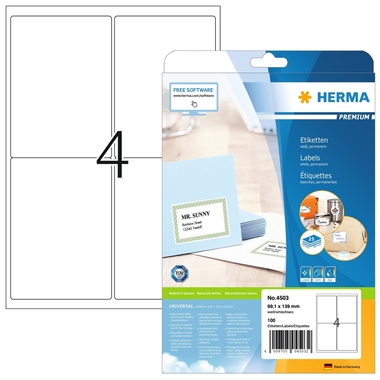 HERMA Etiquettes Premium 99.1x139mm 4503 blanc, permanent 100 pcs.