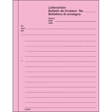 FAVORIT Bon de livraison D/F/I A6 8281OK rouge/blanc 50x2 feuilles