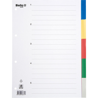 BIELLA Register PP A4 46340500U farbig 5-teilig