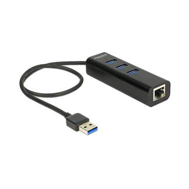 Delock Docking Station 62653 USB 3.0 - 3x Type-A + 1x RJ45 GigaLan