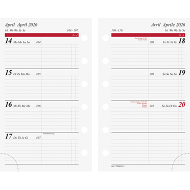 RIDOIDE Timing 3 Wochenkalender 2026 7067910006.26 1W/2S ML 7.6x12.7cm