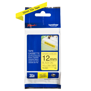 PTOUCH Ruban, strong/adh. noir/jaune TZe-S631 PT-300 12 mm