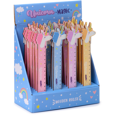 ROOST Holzlineal Einhorn 15cm STA332 4 assortiert
