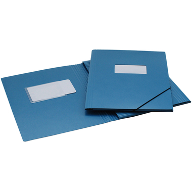 EROLA Dossier à élastique 650my A4 33299F bleu carton fibre a. fenêtre