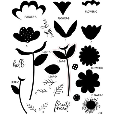 SIZZIX Timbro 666994 Whimsy Bloom 22 pezzi