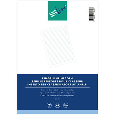 BÜROLINE Inserto p. class. anello A4 501008 rigato,9mm, 100g 100 fogli