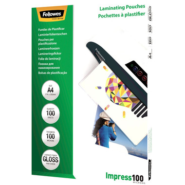 FELLOWES Laminiertasche A4 5351111 glanz, 100my 100 Stk