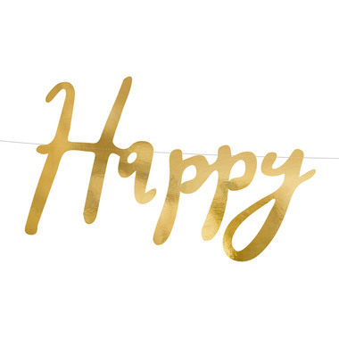 PARTYDECO Guirlande Happy Birthday 62cm GRL75-019M or