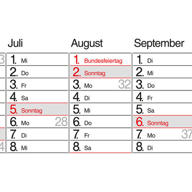 BÜHNER Jahresplaner DE 2027 PO13-CH-R-FS 13M 139x79cm