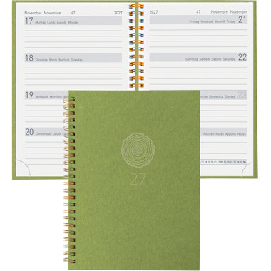 BIELLA Agenda Memento Natural 2027 858692310027U 1S/2P vertclair 10.1x14.2cm