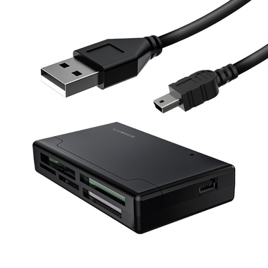 Adattatore USB-A/Schede 6in1, LED, nero | Vivanco