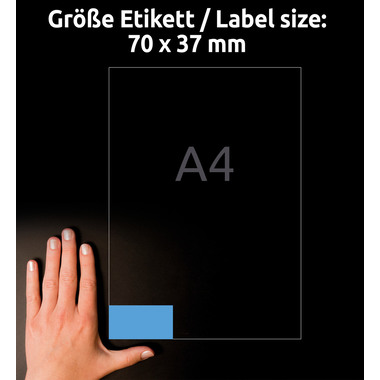 AVERY ZWECKFORM Etiquettes 70x37mm 3449 Universel, bleu 100fl./24pc.