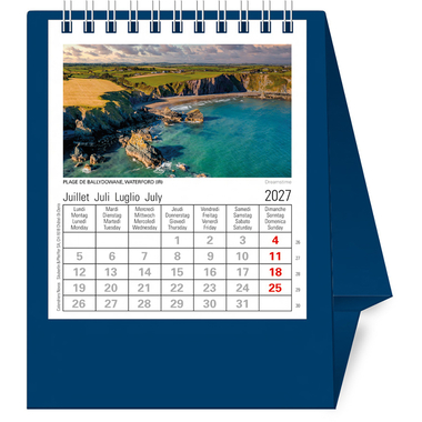 NOVOS Tischkalender Europa 2027 500046 1M/1S dunkelblau ML 11.5x14cm