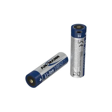 Ansmann Batteria Tipo 3400 Li-Ion 18650 con Micro-USB 3400 mAh, 1 pezzo