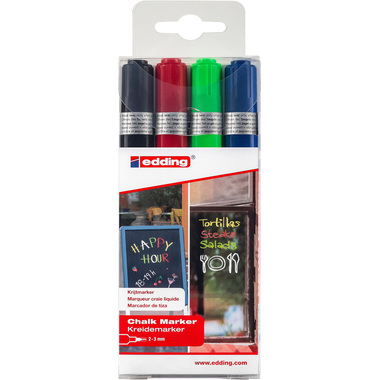 EDDING Windowmarker 4095 2-3mm 4095-E4 4 Farben ass., basic