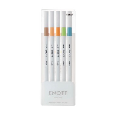 UNI-BALL Fineliner Emott 0.4mm PEM-SY_5C_NO.6 nature 5 Stück