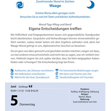 HARENBERG Calendrier détachable 2026 2899300+26 Leben mit Mond DE 12.5x16cm