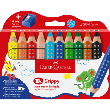 FABER-CASTELL Farbstifte Grippy 110636 inkl. Spitzer 10 Stück