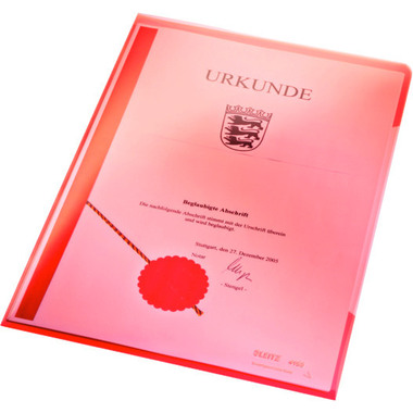 LEITZ Sichtmappen Premium A4 41530025 rot, 0,15mm 100 Stück