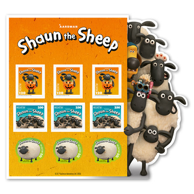 Stamps CHF 1.00/1.20/2.50 «Shaun the Sheep», Special sheet with 9 stamps
