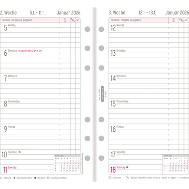 CHRONOPLAN Ersatz Wochenplan 2026 50556Z.26 1W/1S in Zeilen Midi